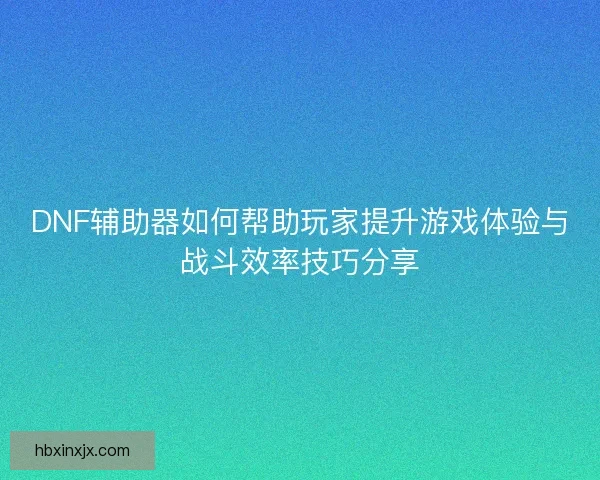 DNF辅助器如何帮助玩家提升游戏体验与战斗效率技巧分享